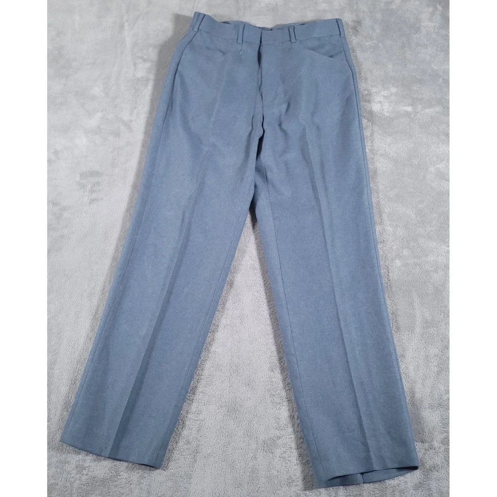 VTG Levi's Action Slacks Mens 32x30 (Fit 30x29) Blue Dress Pants 100% Polyester